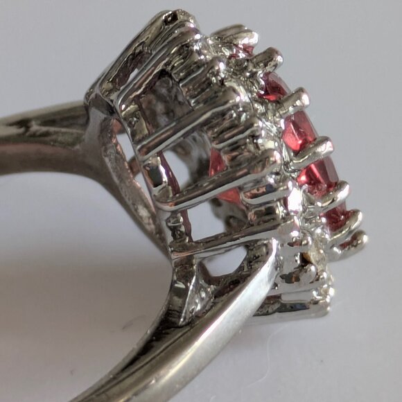 1900 Custom Princess cut glass red stone ring. - Picture 5 of 10